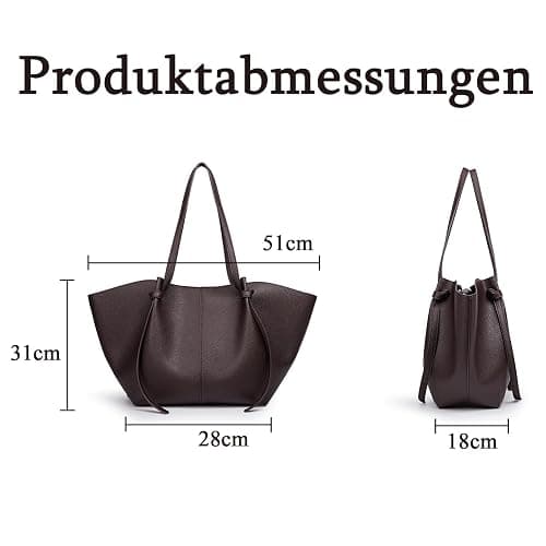 JIABAOZ Tote Bag Damen,Shopper Tasche Damen Groß,mit Litschi-Muster,Large Shoulder Handbag Mit Abnehmbarer Schlaufe,Shopper Für College Schule Arbeit Reisen Shopping thumbnail 5