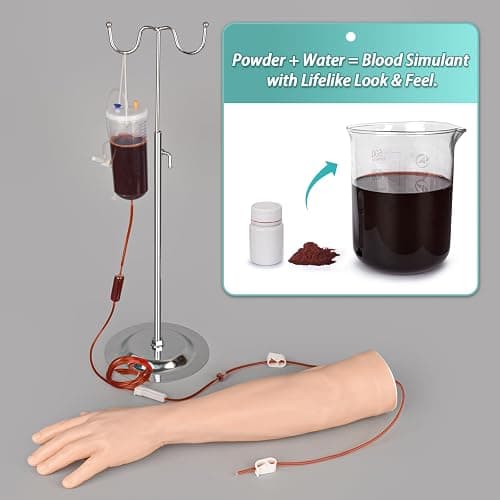 MedEduQuest Intravenous Practice Arm Kit for Nursing Student, Phlebotomy IV Practice Kit with Portable Case（Education Use Only） thumbnail 6