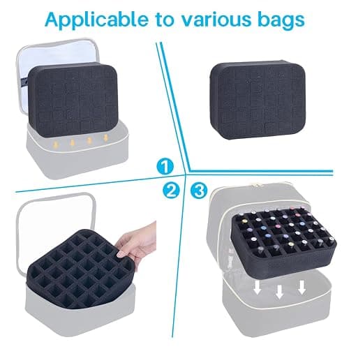 YAHOURWAT 2 Pack Nail Polish Organizer Holder Foam Pad with Slots for Storage 60 Bottles (15ml/0.5fl.oz) Nail Polish or Essential Oil Tray for Drawers Black thumbnail 7