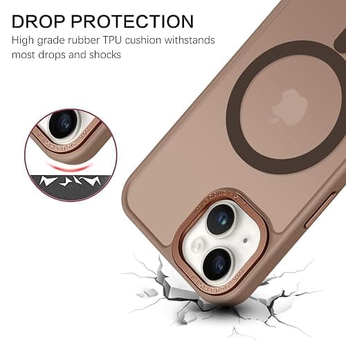 BENTOBEN for iPhone 15 Case, for iPhone15 Phone Case Compatible with MagSafe, Translucent Matte Magnetic Cover Shockproof Women Girl Protective Cute Case for iPhone 15 6.1", Cocoa Brown, Bronze thumbnail 8