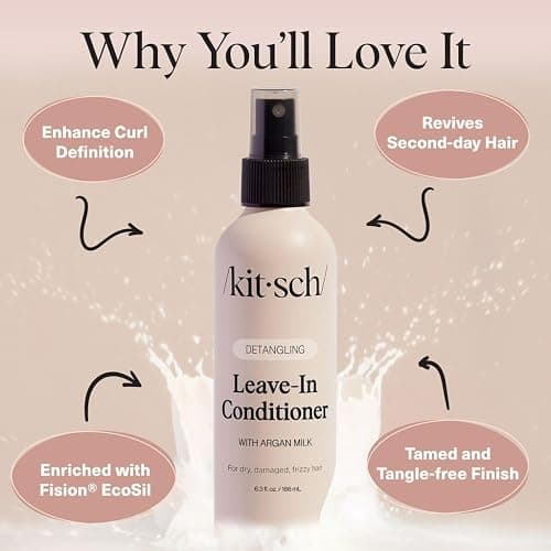 Kitsch Argan Milk Leave In Conditioner Spray – Hair Detangler Spray for Curly, Wavy, Fine, Dry & Damaged Hair - Silicone-Free | Ideal Gifts for Women - 6.3oz thumbnail 4