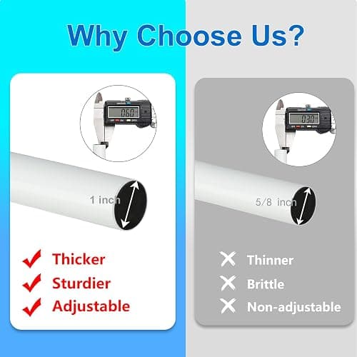 Byondeth Curtain Rods for Windows 16 to 88 Inches Adjustable Length 1 Inch Diameter Window Curtain Rod with Aluminium End Cap, White thumbnail 5