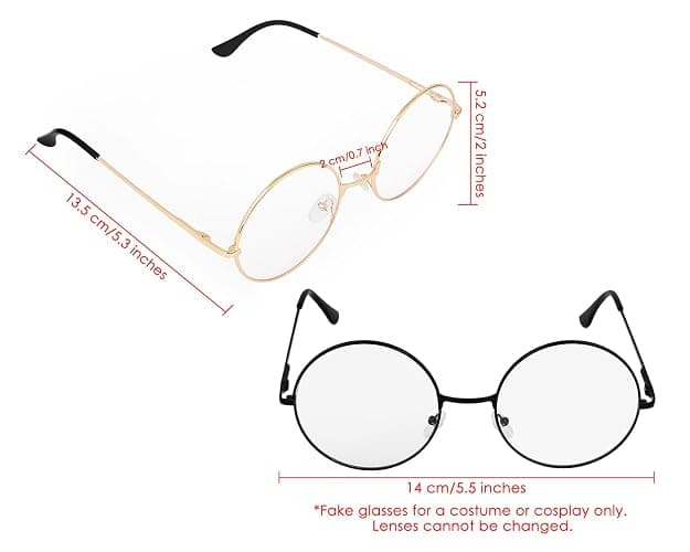 PLAY BLING Big 2-Inch Clear Lens Round Glasses Set of 3 Cosplay Metal Frame Fake Circular Glasses Circle Eyeglasses for Adult Women Men thumbnail 2