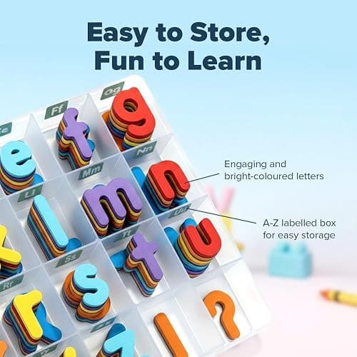 Magnetic Letters and Numbers for Children – The Complete Set: 182 Letters and 81 Numbers & Symbols – Thick Foam Fridge Magnets for Kids - Includes 2 Storage Boxes, Magnetic Board, Pens and Eraser thumbnail 8
