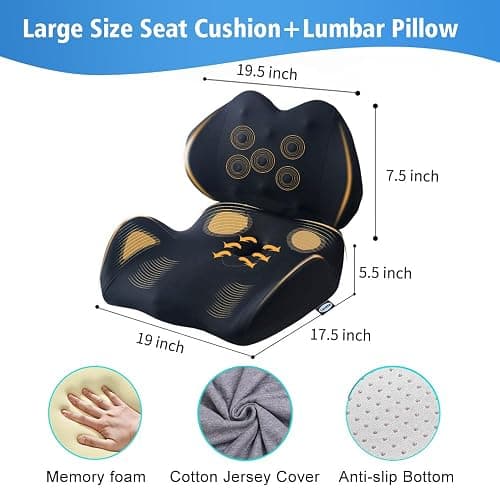 Lexeme X Large Memory Foam Seat Cushion Lumbar Support Pillow for Sciatica & Tailbone Pressure Relief Coccyx Pad for Office Chair, Car,Wheelchair,Home,Office thumbnail 2