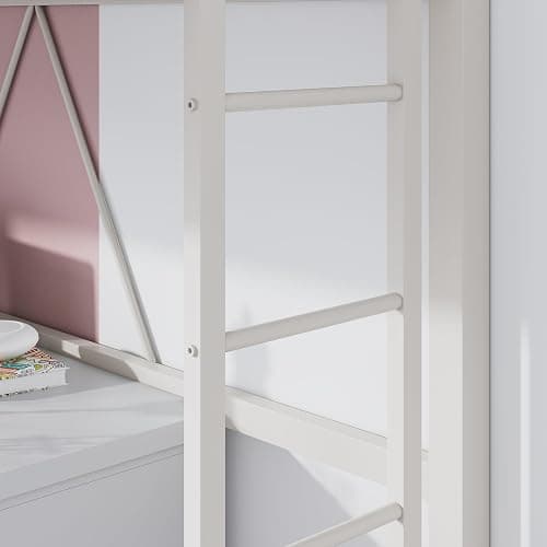 SHA CERLIN Loft Bed Twin Size with Ladder and Guardrail,White | Heavy Duty Metal Slats Support,No Box Spring Needed,Small Space Saving Furniture for Bedroom Dorm thumbnail 9
