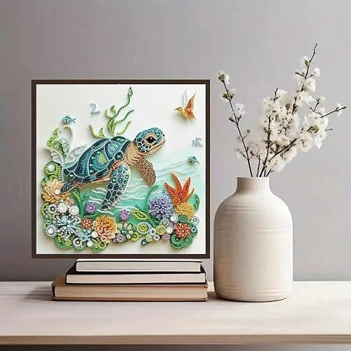 ZQEATRY Sea Turtle Animal Special Shape Diamond Art Kits for Adults,5D Diamond Painting Kits for Beginner,DIY Diamond Crystal Rhinestones Painting Kits for Home Wall Decor Gift 11.8 X 11.8inch thumbnail 5