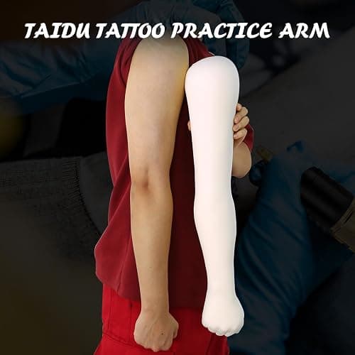 TAIDU Tattoo Soft Silicone Practice Arm,High Simulation Tattoo Practice Tattoo Arm Skin,Easy to Color Waterproof,1:1 Reduction Durable Practice Training Arm,White thumbnail 6