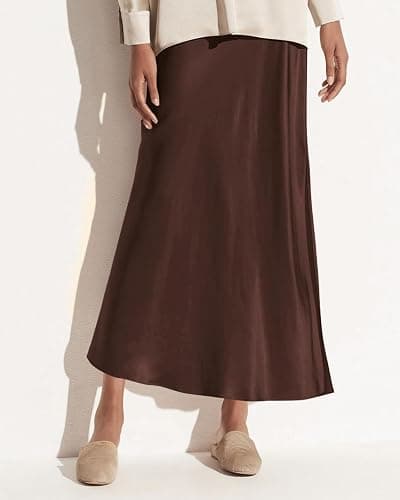 Women's Satin High Waisted Side Split Maxi Skirt Elastic Waistband Long Silk Skirts for Women thumbnail 5