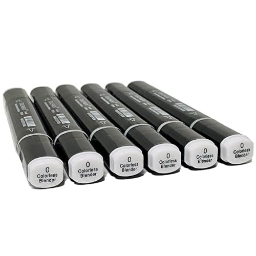 Arhomet 6 Pack Alcohol Markers, Double Tipped Soft Fine Tips and Brush Art Marker (Blender) - Image 1