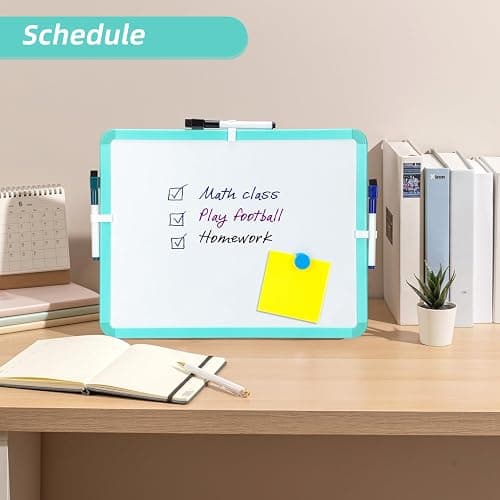 VUSIGN Small White Board Dry Erase, 14'' x 11'' Magnetic Dry Erase Board, Mini Whiteboard with Markers for Kids, Students, Fridge, Wall, Locker, Green thumbnail 5