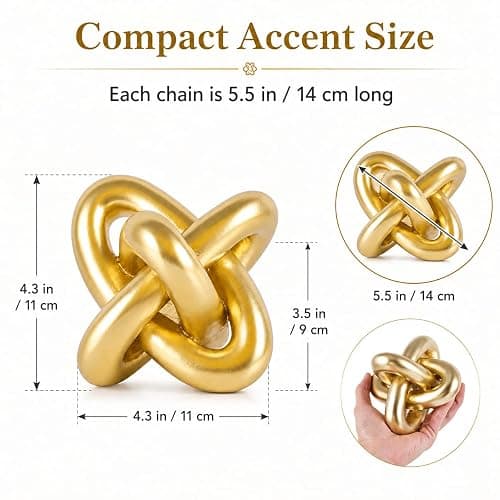 XMGZQ Gold Knot Decor for Coffee Table Book,Chain Link Living Room Decor Item for Bookshelf Entryway Nightstand TV Stand,Minimalist Knot Sculpture for Home Living Room,Centerpiece Table Decorations thumbnail 3