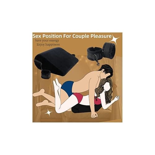 Sex Pillow Foam Sex Furniture Position Pillows with Restraints Handcuffs Set BDSM Bondage Foam Cushion with Wrist Cuffs Multifunctional Sex Toys Pillows for Couples (Black) thumbnail 3