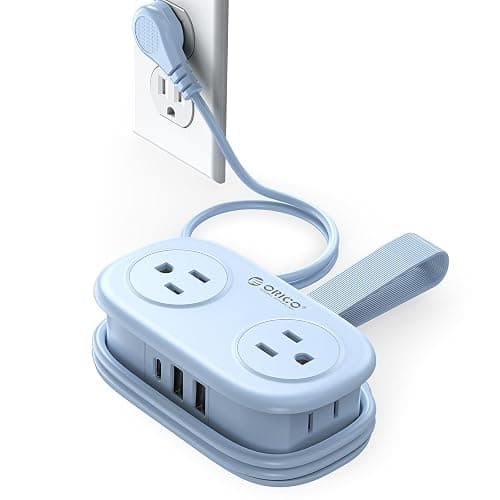 Travel Power Strip with USB C, ORICO 4 Outlets 3 USB Ports (1 USB C) with 4FT Wrapped Short Extension Cord Small Power Strip, Non Surge Protector for Travel, Cruise Ship-AP3 - Image 1