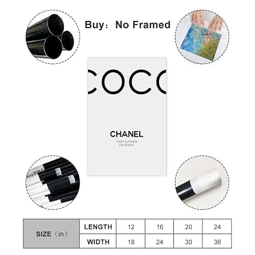 Dehub Black And White Luxury Poster for Home Office Decoration Chic Fashion Canvas Prints for Wall Aesthetic Perfect Gifts for Birthday Party Unframe-style 16x24inch(40x60cm) thumbnail 2
