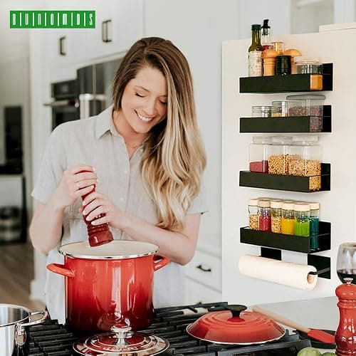 EUNOMOS Magnetic spice rack set for refrigerator, space saver with rack | Strong magnetic shelf for fridge, extra storage | Seasoning organizer for Kitchen thumbnail 2
