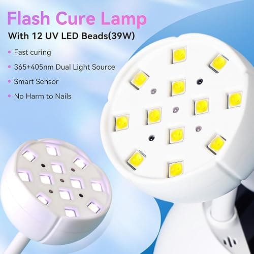 Makartt UV LED Nail Lamp - Gooseneck UV Light for Gel Nails Cherie Cordless USB 39W Nail Dryer LED Gel Lamp with 4 Times & Auto Sensor Fast Flash Curing Light for Salon Use (White) thumbnail 3