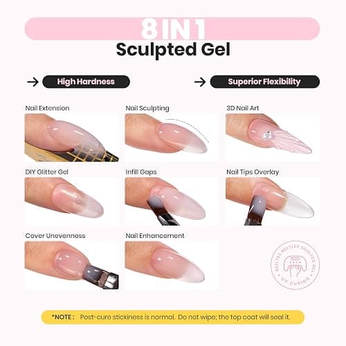 Beetles Builder Gel,1 oz Nude Pink Sculpted Gel,High Hardness for Nail Extension,Broken,Protection Durable for Salon, UV LED Lamp Cured,Nail DIY Art Manicure thumbnail 2