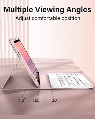ZKTUYU for iPad (A16) 11th/10th Generation Case with Keyboard 11/10.9 inch 2025/2022, Detachable Wireless Bluetooth Keyboard Case Thin & Light with Built-in Right Side Pencil Holder (Pink) thumbnail 5