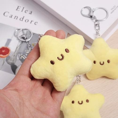 TVRTFQ Stocking Stuffers, 2 Pieces Cute Star Plush Keychains Cure Squeaky Doll Kawaii Backpack Pendant Girly Heart Little Stars Car Keychain Birthday Gifts for Friend, Christmas Gifts thumbnail 7