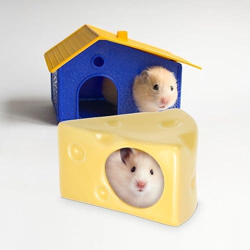 HYTROVE Small Pet Ceramic Hamster Hideout Cheese Shaped Cooling Nest for Rest, Play and Sleep with Safe Material thumbnail 6
