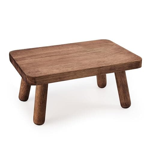 Jurath Wooden Step Stool for Adults Office's Step Stool Heavry Duty Stepping Stools for Office, Bedroom, Garden, Bathroom with Four Detachable and Assembled Legs Chocolate Brown (Classic 6.3" inch) - Image 1