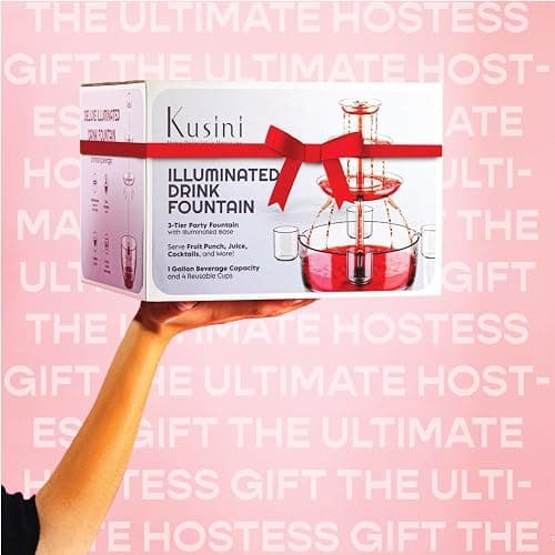 Kusini Drink Fountain for Parties - 1.5 Gal, 3 Tier Punch Bowl Drink Tower, LED Base, 6 Reusable Cups - Drink Dispenser Machine for, Juice, Punch, Pani Puri Fountain for Party Hosting Supplies thumbnail 7