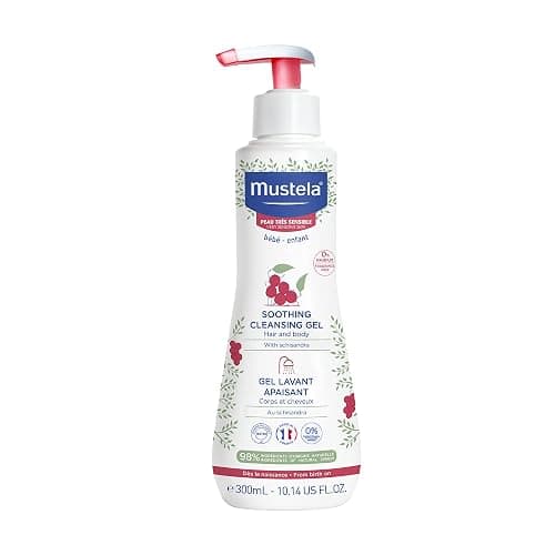 Mustela Baby Soothing Cleansing Gel - Fragrance-Free Hair & Body Wash for Very Sensitive Skin - with Natural Avocado Perseose & Schizandra Berry - 10.14 fl. oz. - Image 1