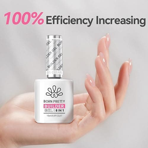 Born Pretty Builder Gel 8-in-1, 2PCS 15ML Clear Builder Nail Gel Set, Transparent Extension Rhinestone Glue for LED Lamp Cured for Nail Thickening thumbnail 6