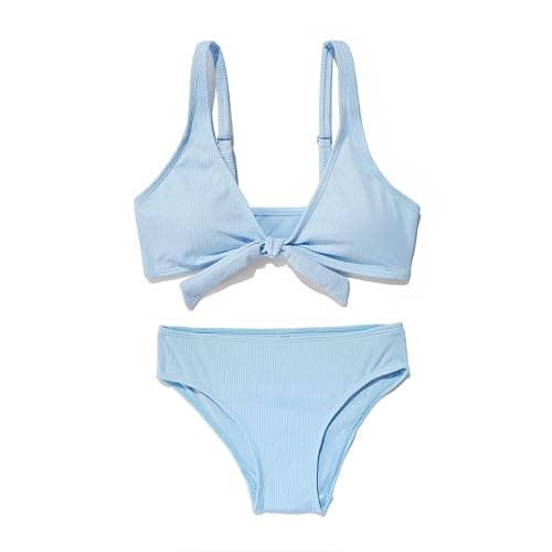MIENOE Teen Girls Two-Piece Bikini Swimsuits | Removable Chest Pad Nylon Swimwear Kids Size 6-17 Years - Image 1