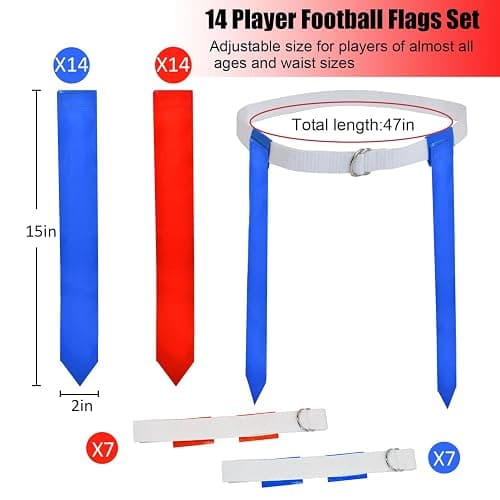 Flag Football Set, 14 Player/ 28 Player Football Flags and Belts Set, Includes Belts, Football Flags, Cones thumbnail 2