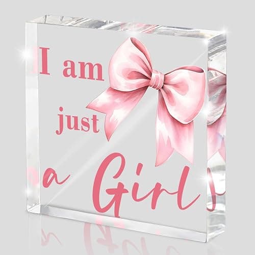 Preppy Pink Bow Acrylic Sign, Girls Dorm Desk Decor, Cute Preppy Room Decor, College Sorority Gift, 4 Inch - Image 1