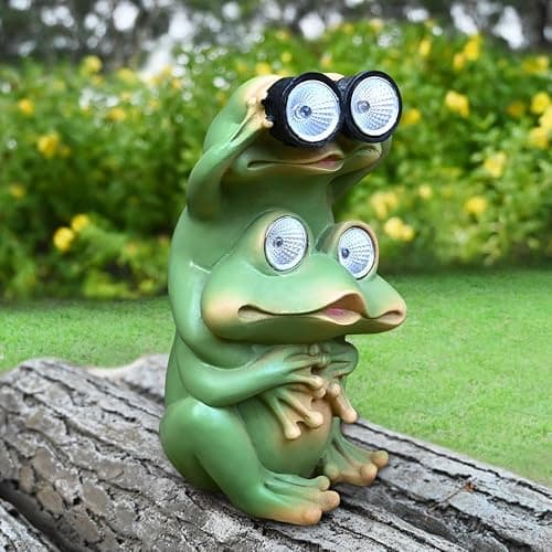 Juliahestia Garden Decor Outdoor Statue: Yard Frog Solar Figurines Patio Animal Art Home House Outside Decorations Porch Lawn Ornaments Gardening Gifts Ideas for Women Mom Mother Grandma Birthday - Frog Statue thumbnail 5