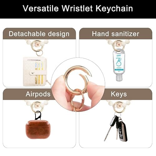 COOLANS Silicone Bracelet Wristlet Wallet Credit Card Holder RFID,ID Window,Key Ring Tassel,Slim Wallet Women Keychain Purse thumbnail 7
