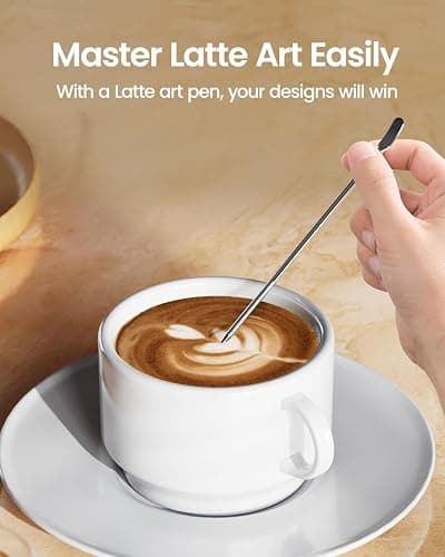 Maestri House Milk Frothing Pitcher, 12oz Espresso Steaming Pitcher Milk Frother Cup, Milk Coffee Cappuccino Latte Art, 304 Stainless Steel Jug Cup with Decorating Art Pen thumbnail 5