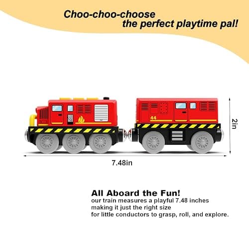 Motorized Train Set for Wooden Tracks,Battery Operated Locomotive Train Toy with Lights & Sounds, Compatible with Thomas, Brio,Toy Trains for Toddlers 3 4 5 Year Old thumbnail 2