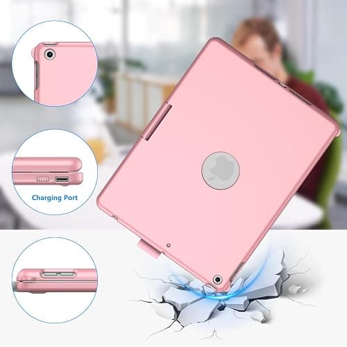 KBCASE Touchpad Keyboard Case for iPad 9th/8th/7th 10.2 inch, Backlit Trackpad Keyboard, 360°Rotatable Case with Keyboard for iPad 9th/8th/7th Gen, with Pencil Holder (Rose Gold) thumbnail 5
