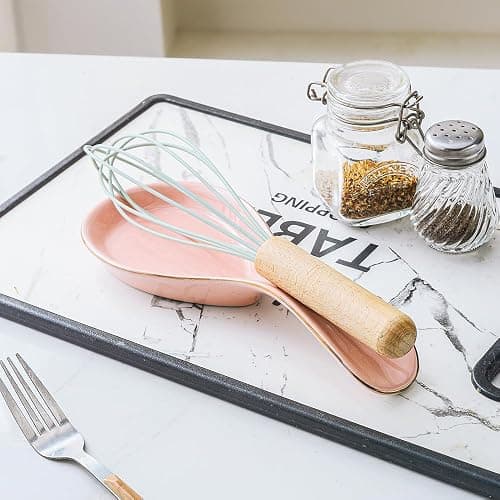 Maxramic Ceramic Spoon Rest for Stove Top, Pink Spoon Holder Utensil Rest, Cute spoon Rests for Coffee Bar Kitchen Decor Cooking Gift for Housewarming (Pink) thumbnail 4