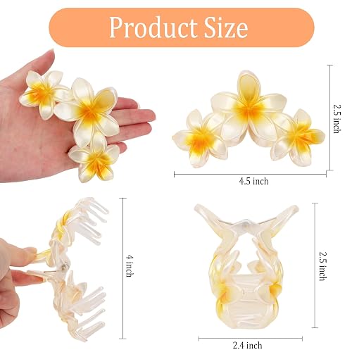 ANBALA 4PCS Hawaiian Flower Hair Clips, Large Claw Clips for Women Tropical Flower Clip Non-Slip Strong Hold Beach Hair Accessories thumbnail 3