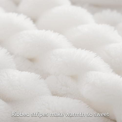 RUIKASI Kuscheldecke Flauschig Decke Weiß - 130x150cm Fleecedecke Sofadecke Couchdecke für Wohnzimmer Deko Tagesdecke Blanket, Weiche Wolldecke Warme Korddecke als Wohn- & Kuscheldecken thumbnail 8