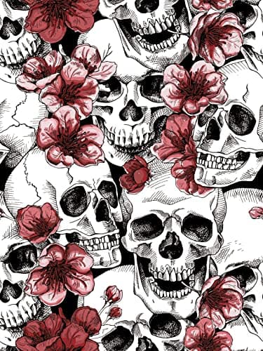 Homya Skeleton Flower Contact paper Halloween Decorative Peel and Stick Wallpaper Wall Sticker Kitchen Cabinet Wall Shelf Cushion Contact Paper 17.32 in x 32.8ft