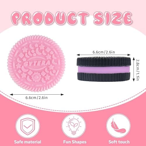 Gytera Sticky Cookie Squishies Fidget Toys Adults, Squeeze Toys Fidget Toys for Autism, Stress Balls for Adults Fidgets Birthday Easter Basket Stuffers(2 Pack Pink Black) thumbnail 3