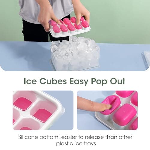 DOQAUS Ice Cube Tray with Lid and Bin,4 Pack Ice Cube Trays for Freezer | Silicone,Stackable.Easy Release Trays with Storage Bin & Scoop. Ideal for Freezer, Kitchen, RV, Cocktail, Coffee. thumbnail 5