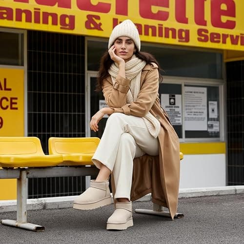 OOW Ankle Platform Boots for Women Genuine Suede Short Winter Snow Boot with Cozy Memory Foam thumbnail 3