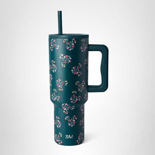 Simple Modern Disney 40 oz Tumbler with Handle and Straw Lid | Insulated Reusable Stainless Steel Water Bottle Travel Mug | Gifts for Women Her | Trek Collection | 40oz | Mickey Mouse Floral Riptide thumbnail 10