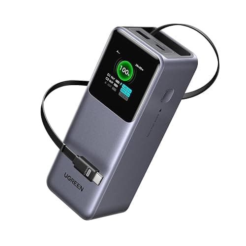 UGREEN 20,000mAh Laptop Power Bank for MacBook, Built-in and 100W Retractable Cables, 165W Portable Charger for Multi-Device Charging, Smart Digital Display, Compatible with iPhone 17 Series and More - Image 1