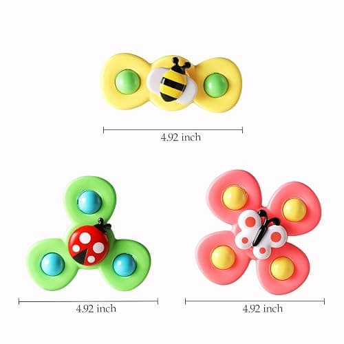ALASOU 3PCS Suction Cup Spinner Toys for 1 Year Old Boy Girl|Spinning Top Baby Toys 12 18 Months|1 2 Year Old Boy Birthday Gift|Baby Bath Toy for Kids Ages 1-3|Sensory Toy for Toddlers 1-3 thumbnail 3