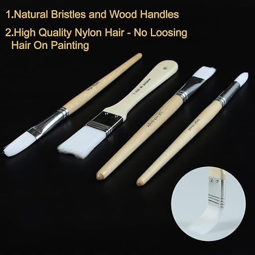 Paint Brushes Set of 24 Pieces Wooden Handles Brushes with Canvas Brush Case, Professional for Oil, Acrylic and Watercolor Painting thumbnail 5