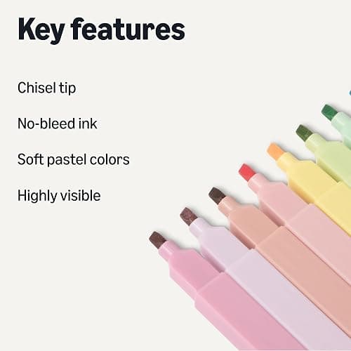 Amazon Basics Pastel Bible Highlighters Set, No Bleed, Chisel Tip, Assorted Colors, 10 Count thumbnail 2