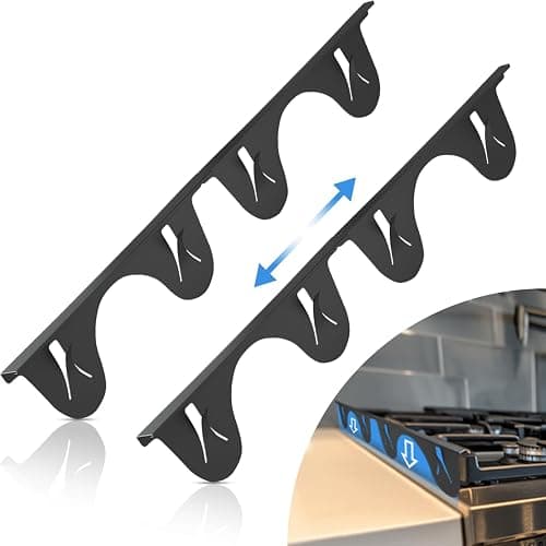 Stainless Steel Stove Counter Gap Cover (2 Pack, Black), Stove Gap Guard, Stove Gap Filler for Kitchen, Range Trim Kit, Heat Resistant with Easy Clean, Adjustable Length 13.8” to 27.5” - Black - Image 1